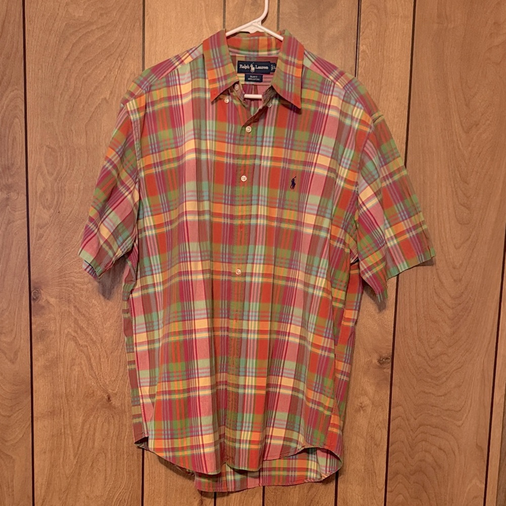 Ralph Lauren Blake Men's Size L Colorful Plaid Shirt Button Down Short Sleeves